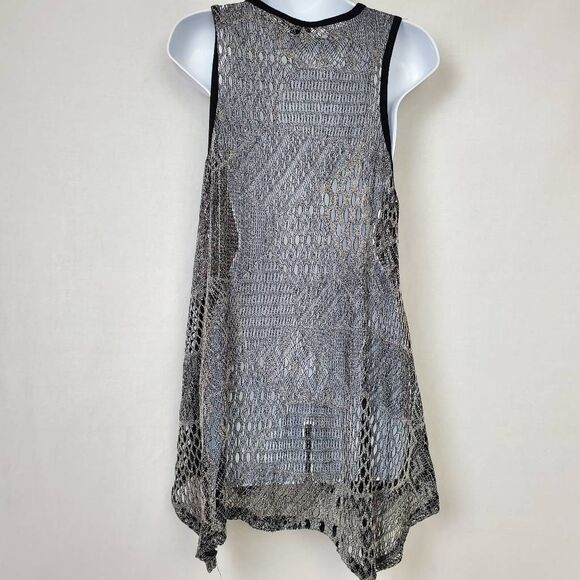 Lily Black Sheer Knit Vest Medium Button Front - Picture 4 of 4